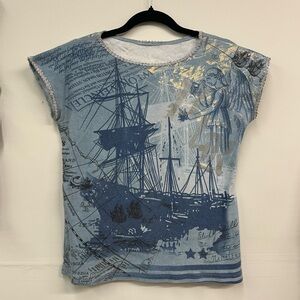 Y2K nautical angel top